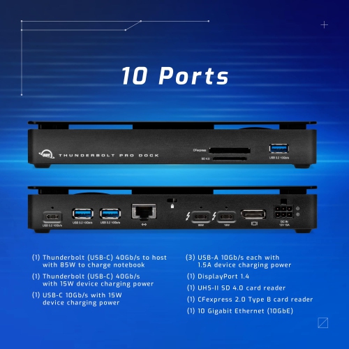 Station d'accueil Thunderbolt Pro d'OWC avec 10 GbE, ports USB, CFExpress, audio, DP et plus encore