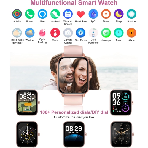 Gleam Up Smart Watch for Men Women | Fitness Tracker with Heart Rate Blood Oxygen Sleep Monitor 100 Sports Modes IP68 Waterproof Smart Watch for