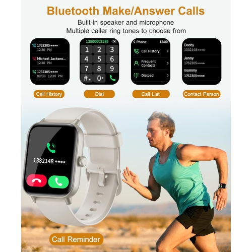 Gleam Up Smart Watch for Men Women | Fitness Tracker with Heart Rate Blood Oxygen Sleep Monitor 100 Sports Modes IP68 Waterproof Smart Watch for