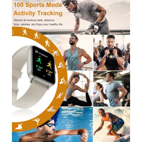 Gleam Up Smart Watch for Men Women | Fitness Tracker with Heart Rate Blood Oxygen Sleep Monitor 100 Sports Modes IP68 Waterproof Smart Watch for