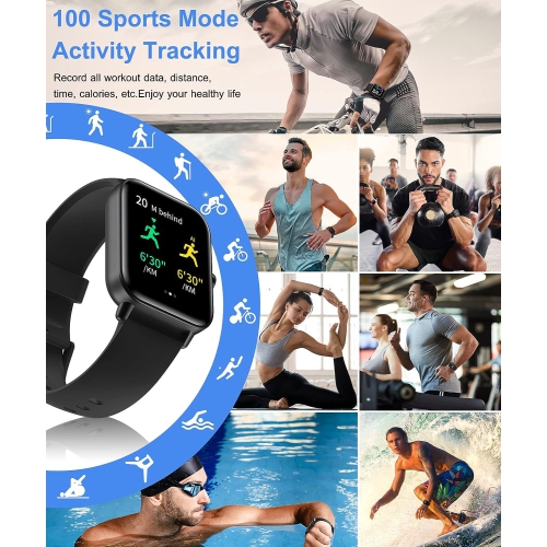 Gleam Up Smart Watch for Men Women | Fitness Tracker with Heart Rate Blood Oxygen Sleep Monitor 100 Sports Modes IP68 Waterproof Smart Watch for