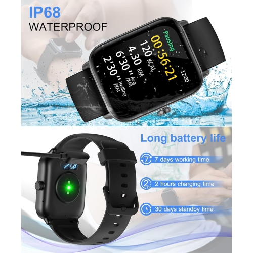 Gleam Up Smart Watch for Men Women | Fitness Tracker with Heart Rate Blood Oxygen Sleep Monitor 100 Sports Modes IP68 Waterproof Smart Watch for