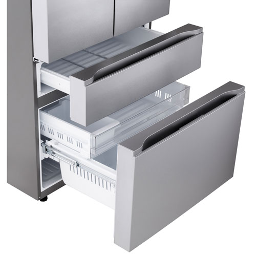 Réfrigérateur à deux portes de 29,6 pi³ et 36 po avec distributeur d'eau et de glaçons de LG - Inox résistant aux taches