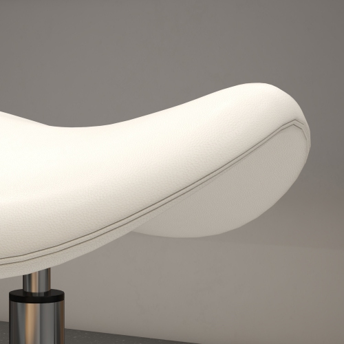 HOMCOM Saddle Stool, PU Leather Adjustable Rolling Salon Chair for Massage, Spa, Clinic, Beauty and Tattoo, White