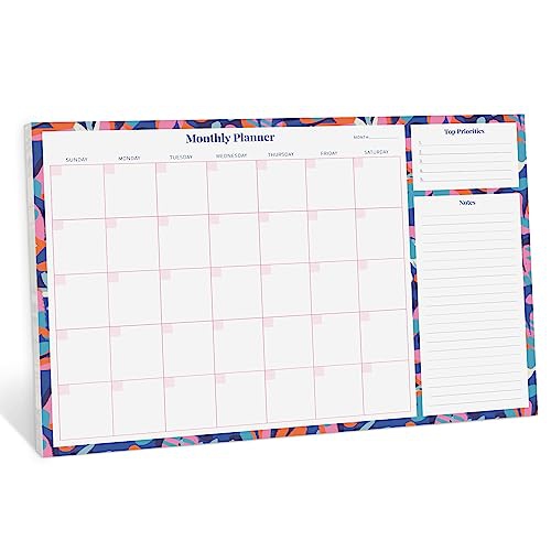 Rileys & Co Monthly Planner Desk Pad, Undated Planner Calendar with 52 Tearaway Sheets, Wide To Do Planner Notepad 16.5 x 11.4 Inches