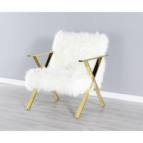 Cosmic Homes Dining Chair Modern Faux Leather Padded Side Chairs for Dining Room, Kitchen, Living Room, Side Chair, Set of 2 in White and Aged Gold