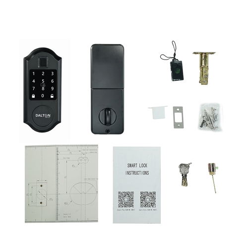 DALTON SMART LOCKS Smart Lock Home Lock Fingerprint Bluetooth Deadbolt 1 3/8 -2 inches Doors Black