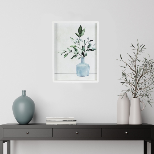 Greenery with Vase Wooden Framed Wall Art - 15.5" x 12"
