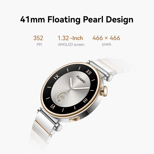 Montre intelligente HUAWEI Watch GT 4 41&nbsp;mm, autonomie de 7 jours, suivi de l'état de santé 24/7, compatible avec Android et iOS, blanc