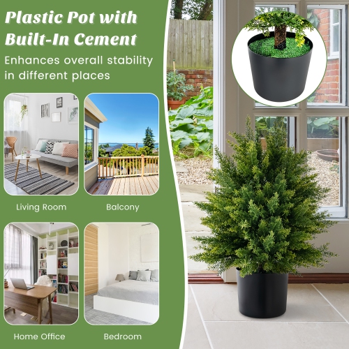 Costway 22" Artificial Cedar Topiary Ball Tree 2-Pack Faux Shrub Bush Trees for Decor