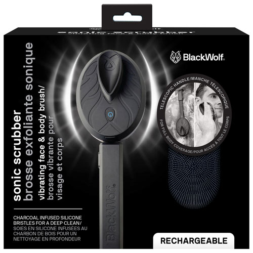 Black Wolf Sonic Scrubber Pro Vibrating Face & Body Brush - Black
