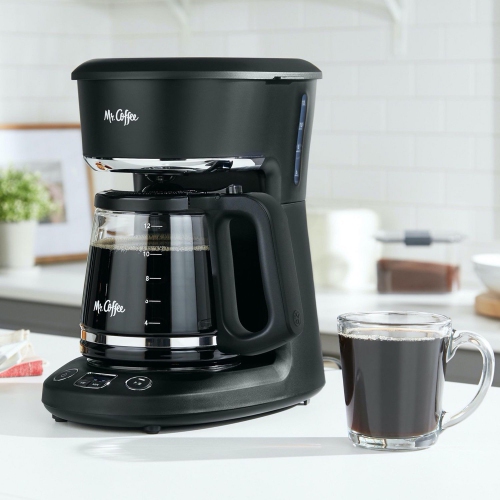 Mr. Coffee - Programmable Coffee Maker, 12 Cup Capacity, Late Brew Function, Black