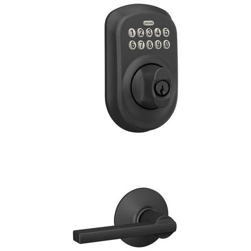 Schlage Plymouth Trim & Latitude Lever Keypad Deadbolt Lock - Matte Black