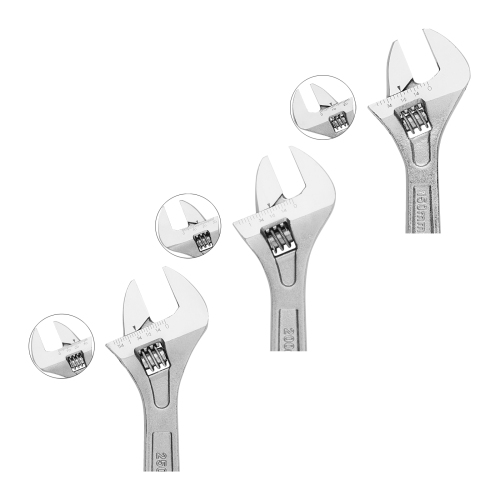 MAXPOWER Heavy Duty Adjustable Wrench Set, CR-V, 3PCS