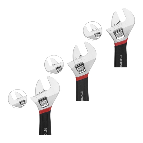 MAXPOWER Adjustable Wrench Set, Double Dipped, 3PCS