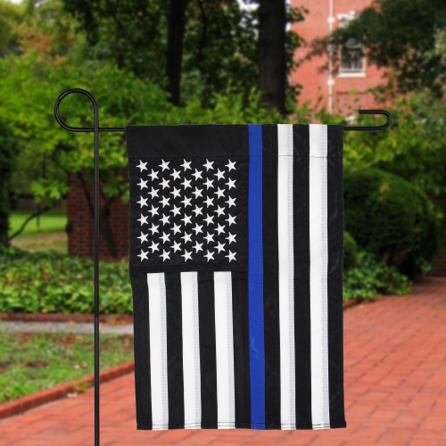 NORTHLIGHT  Law Enforcement Line Embroidered Patriotic Outdoor Garden Flag 18" X 12.5" In Blue