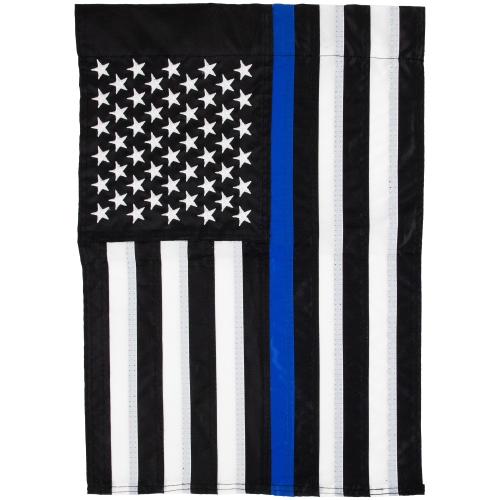 Law Enforcement Blue Line Embroidered Patriotic Outdoor Garden Flag 18" x 12.5"