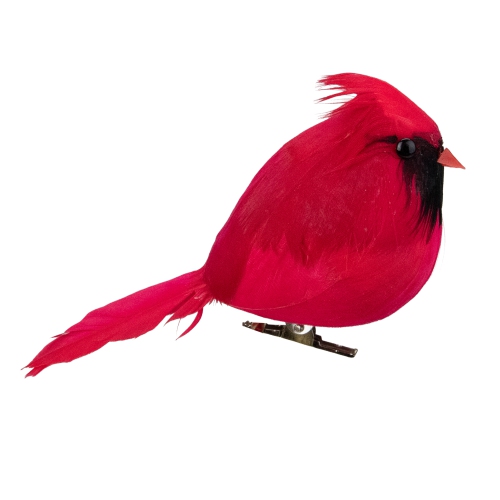 Décoration de Noël à pince, oiseau Cardinal, 5 po, rouge et noir