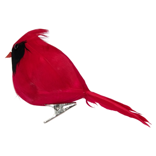 Décoration de Noël à pince, oiseau Cardinal, 5 po, rouge et noir