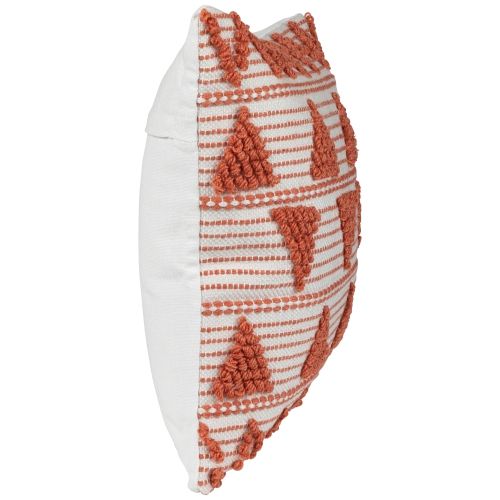 20" Orange and Cream Handloom Woven Outdoor Square Throw Pillow