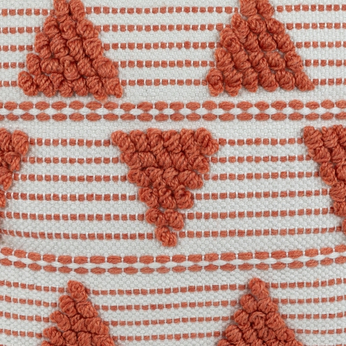 20" Orange and Cream Handloom Woven Outdoor Square Throw Pillow