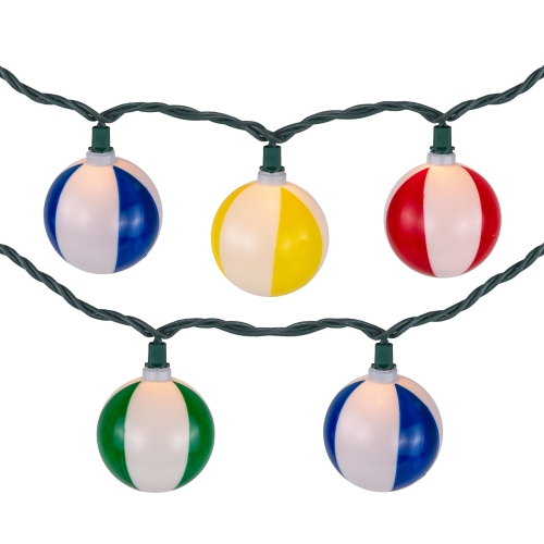Beach Ball Patio Light Set - 6' Green Wire - 10ct