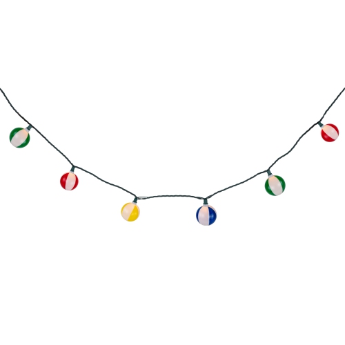 Beach Ball Patio Light Set - 6' Green Wire - 10ct