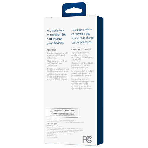 Insignia 1m 100W 10 Gbp USB-C to USB-C Charge Cable (NS-PCKCC3-C)