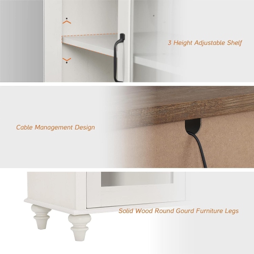 WAMPAT Farmhouse TV Stand with 18'' Electric Fireplace Insert, Wood Media Entertainment Center with Glass Door, Storage Cabinet Console Table for TVs