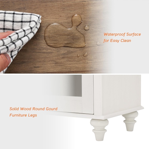 WAMPAT Farmhouse TV Stand with 18'' Electric Fireplace Insert, Wood Media Entertainment Center with Glass Door, Storage Cabinet Console Table for TVs