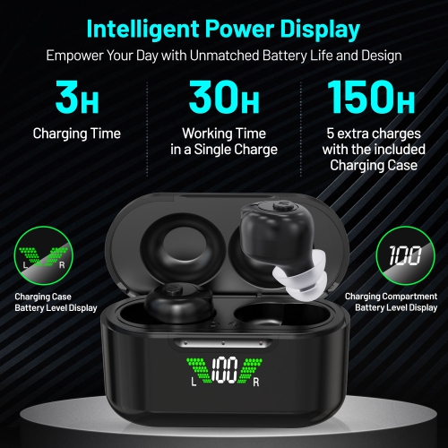 Rechargeable Bluetooth Hearing Amplifiers for Seniors & Adults â€“ Digital PSAP Pair, Active Noise Cancelling, HD LCD Charging Case, No Programming