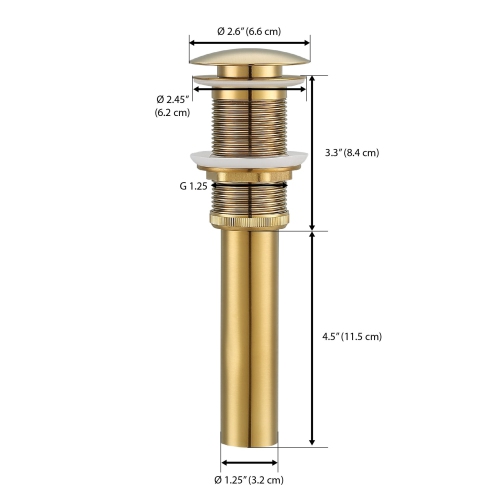 Drain escamotable pour lavabo Ancona en titane doré brossé