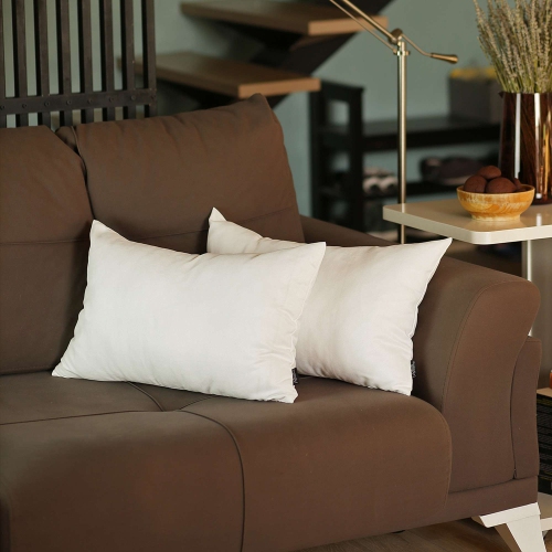 Set of 2 White Modern Lumbar Throw Pillows Best Buy Canada