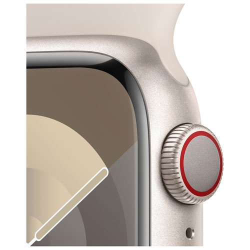 Apple Watch Series 9 avec boîtier de 41 mm en aluminium comète et bracelet sport comète par Rogers - Petit/Moyen - Financement mensuel