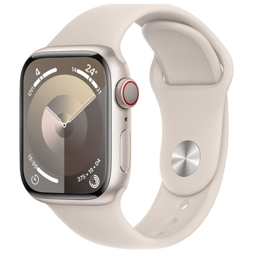 Apple Watch Series 9 avec boîtier de 41 mm en aluminium comète et bracelet sport comète par TELUS - Petit/Moyen - Financement mensuel