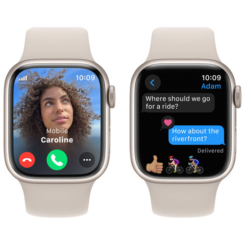 Apple Watch Series 9 avec boîtier de 41 mm en aluminium comète et bracelet sport comète par Rogers - Moyen/Grand - Financement mensuel