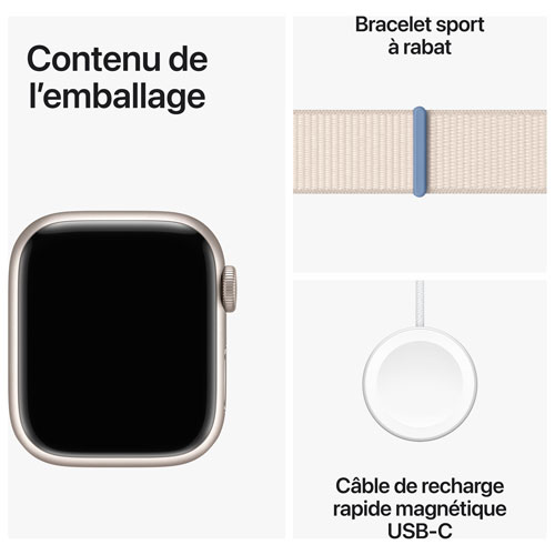 Apple Watch Series 9 avec boîtier de 41 mm en aluminium comète et bracelet sport à rabat comète par Bell - Petit - Financement mensuel