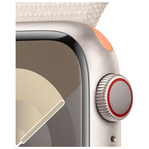 TELUS Apple Watch Series 9 (GPS + Cellular) 41mm Starlight Aluminium Case w/Starlight Sport Loop - S - Monthly Financing