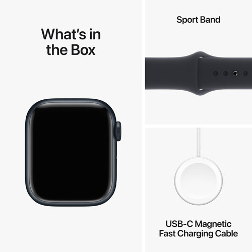 Apple Watch Series 9 avec boîtier de 41 mm en aluminium minuit et bracelet sport minuit par TELUS - Moyen/Grand - Financement mensuel