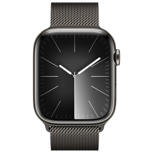 Apple Watch Series 9 avec boîtier de 45 mm en acier inoxydable graphite et bracelet milanais graphite par Rogers - Financement mensuel
