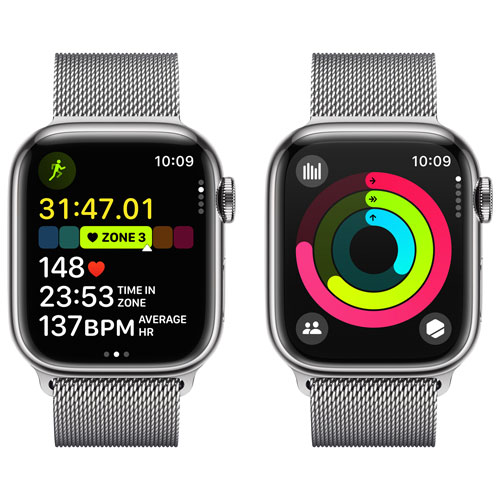 Rogers Apple Watch Series 9 41mm Silver Stainless Steel Case w/Silver Stainless Steel Milanese Loop - S - Monthly Financing