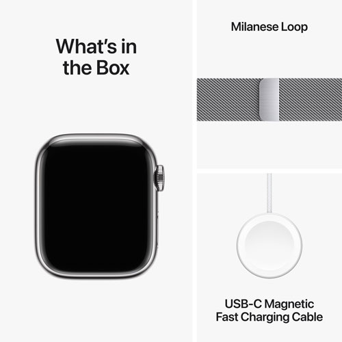 Rogers Apple Watch Series 9 41mm Silver Stainless Steel Case w/Silver Stainless Steel Milanese Loop - S - Monthly Financing