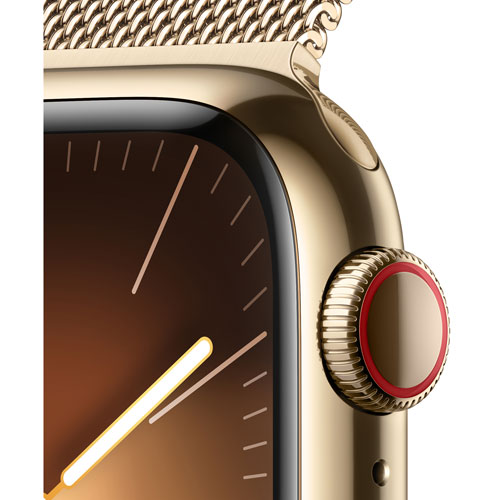 TELUS Apple Watch Series 9 (GPS + Cellular) 41mm Gold Stainless Steel Case w/Gold Stainless Steel Milanese Loop - S - Monthly Financing