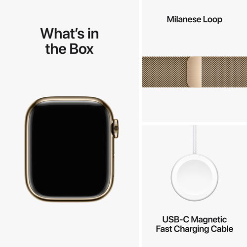 TELUS Apple Watch Series 9 (GPS + Cellular) 41mm Gold Stainless Steel Case w/Gold Stainless Steel Milanese Loop - S - Monthly Financing