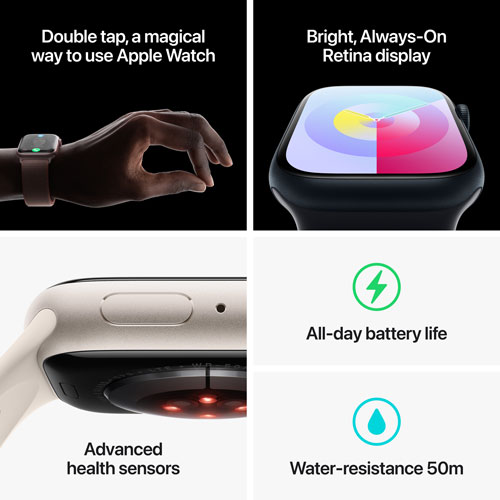 Apple Watch Series 9 (GPS + Cellular) avec boîtier de 41 mm en acier inoxydable graphite et bracelet sport minuit par Rogers - Petit/Moyen - Financement mensuel