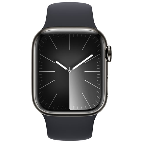 TELUS Apple Watch Series 9 41mm Graphite Stainless Steel Case w/Midnight Sport Band - M/L - Monthly Financing