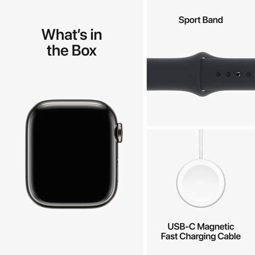 TELUS Apple Watch Series 9 41mm Graphite Stainless Steel Case w/Midnight Sport Band - M/L - Monthly Financing