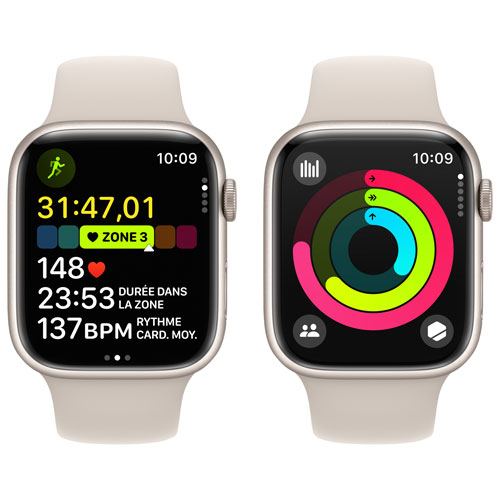 Apple Watch Series 9 (GPS + Cellular) avec boîtier de 45 mm en aluminium comète et bracelet sport comète par TELUS - Moyen/Grand - Financement mensuel