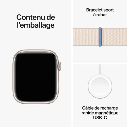 TELUS Apple Watch Series 9 45mm Starlight Aluminium Case w/Starlight Sport Loop - S - Monthly Financing
