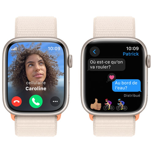 TELUS Apple Watch Series 9 45mm Starlight Aluminium Case w/Starlight Sport Loop - S - Monthly Financing